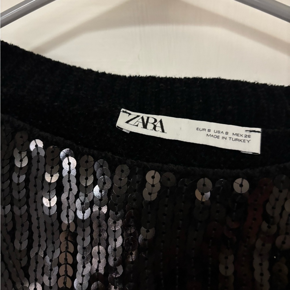 Zara Black Sequin Long-Sleeve Sweater - Picture 4 of 4